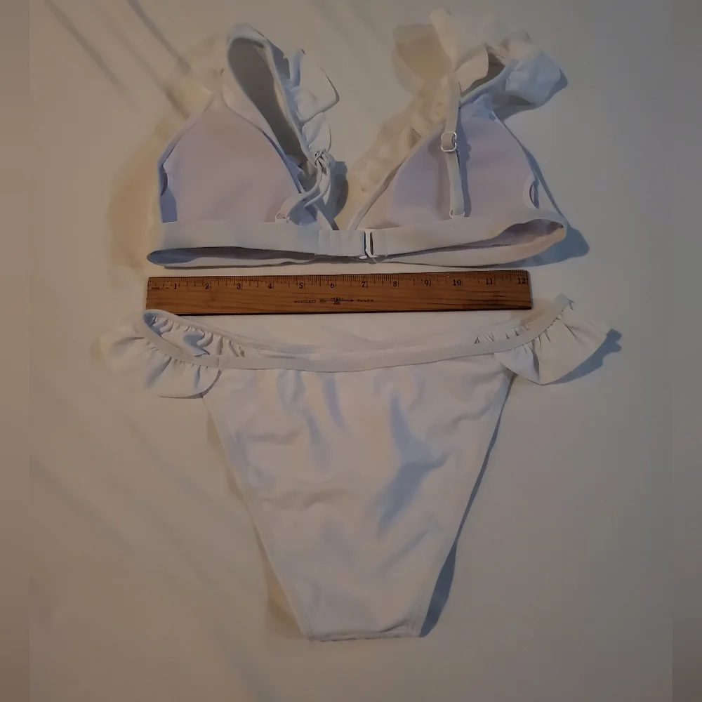 White Ruffled Bikini Set - Picture 2 of 2